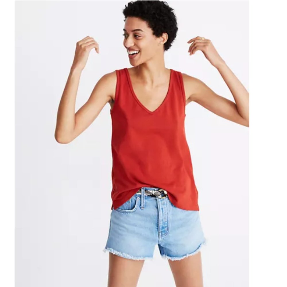 Madewell Red Tomboy V-Neck Tank Top Small